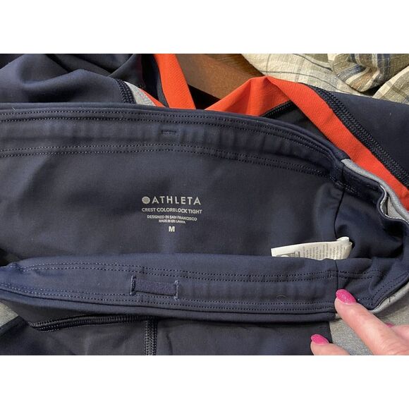 Athleta Navy Crest Colorblock Tight‎ Leggings Women's Medium - Picture 2 of 5